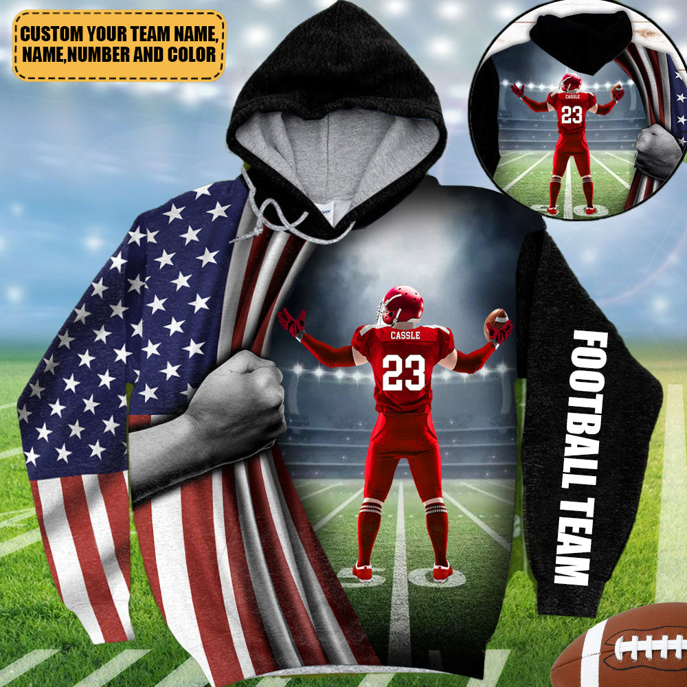 Personalized American Football Player All Over Print Hoodie-Great Gift Idea For Football Lovers