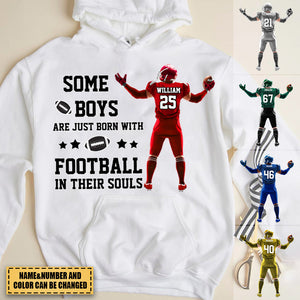 Personalized Some Boys Are Just Born With American Football In their Souls All Over Print Hoodie