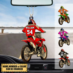 Personalized Motocross Racer Car Hanging Ornament
