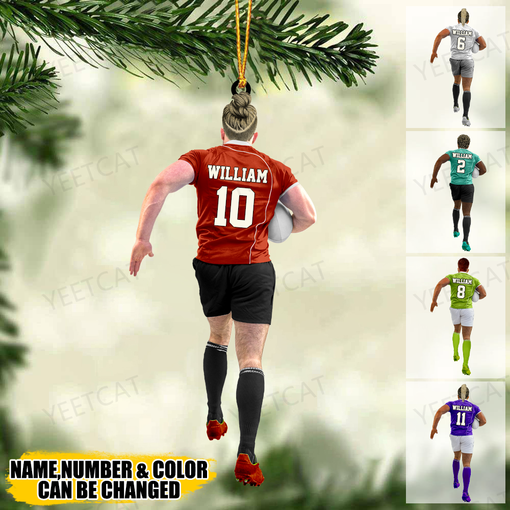 Personalized Rugby Male/Boy/Man Player Acrylic Christmas Ornament - Gift For Rugby Players