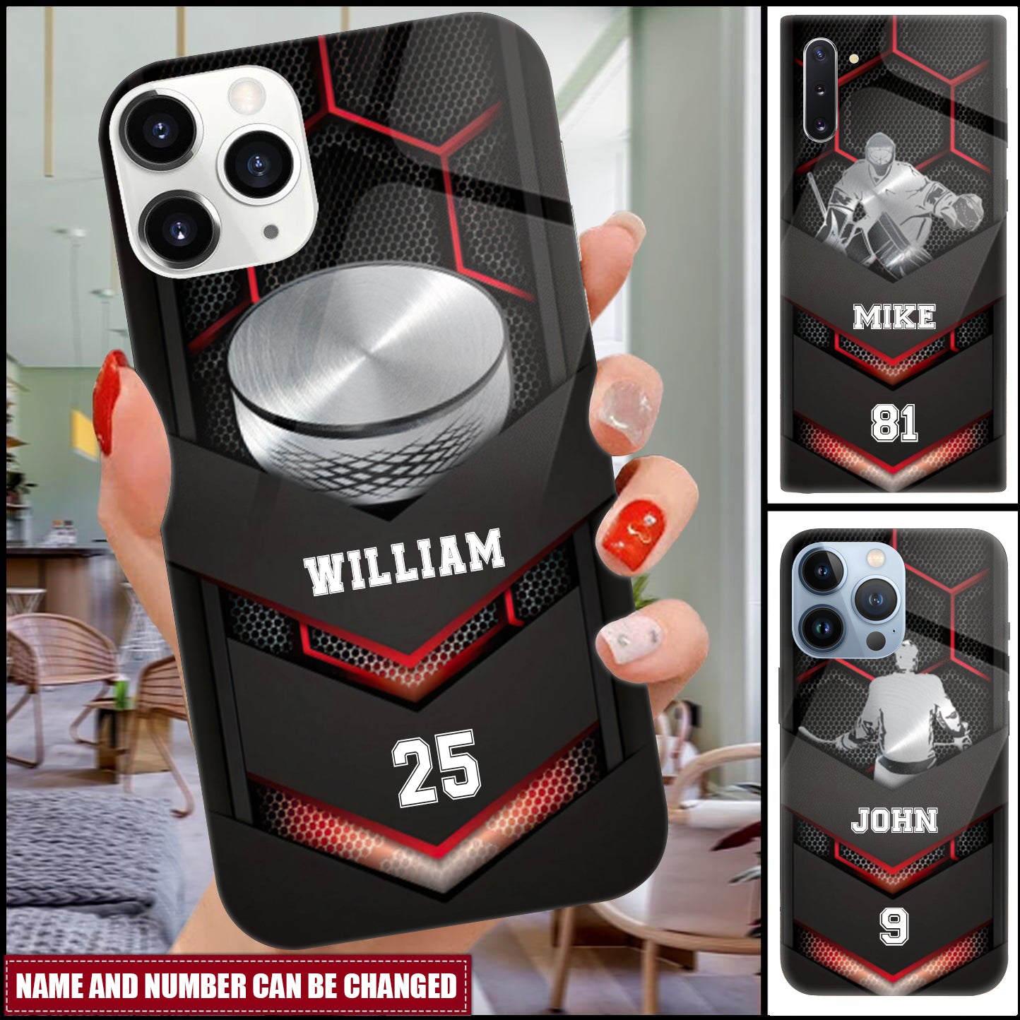 Gift For Hockey Lover Hockey And The Player Personalized Glass Phone Case