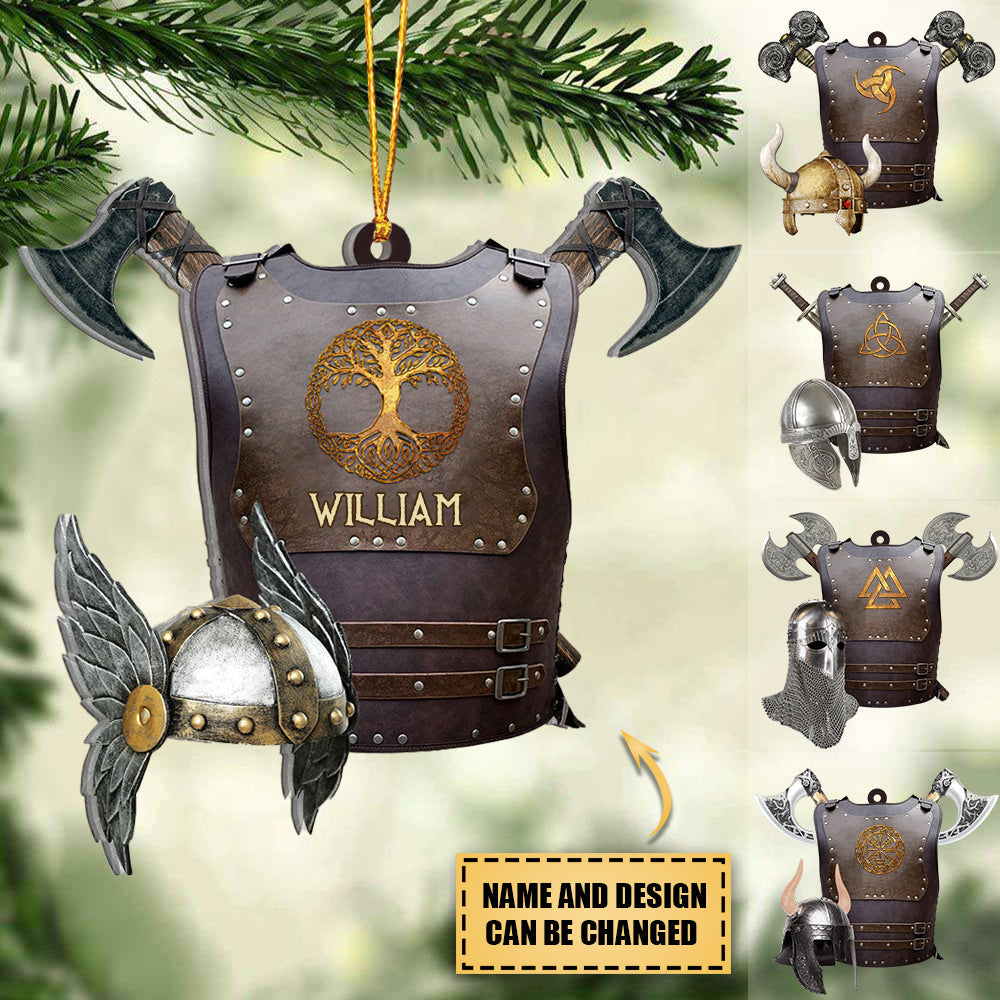 Personalized Viking Battle Armor & Weapon Acrylic Ornament-Gift Idea For Vikings