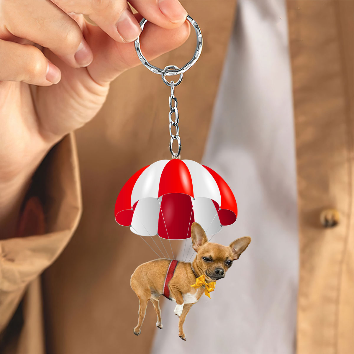 Chihuahua Fly With Parachute Christmas Two-Sided Ornament