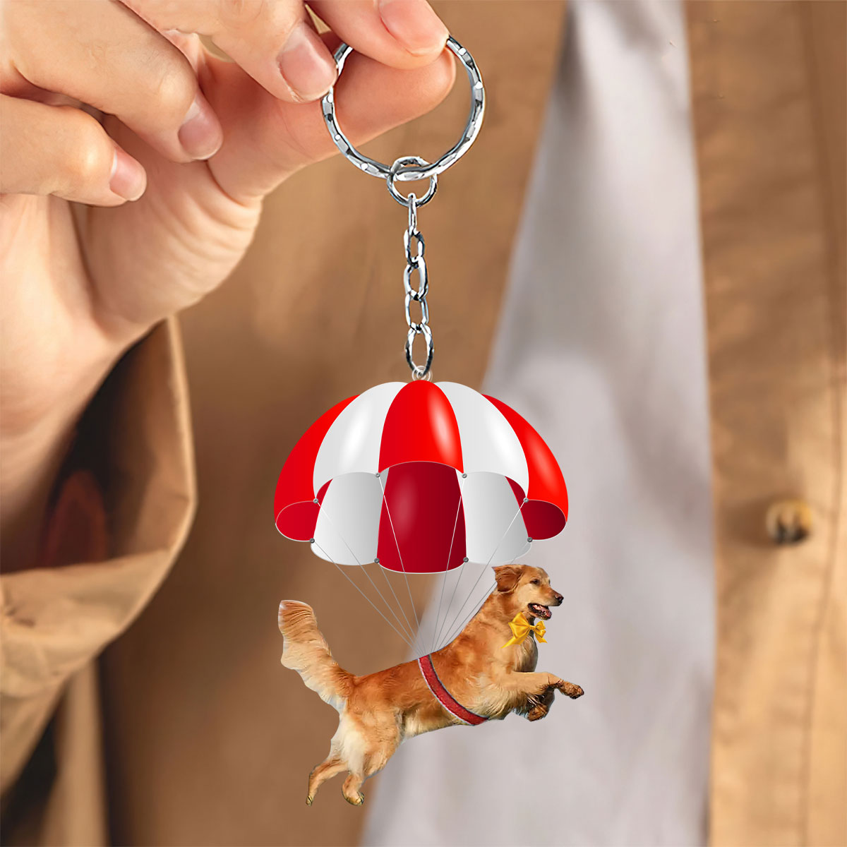 Golden Retriever  Fly With Parachute Christmas Two-Sided Ornament