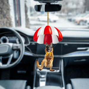German Shepherd Fly With Parachute Christmas Two-Sided Ornament