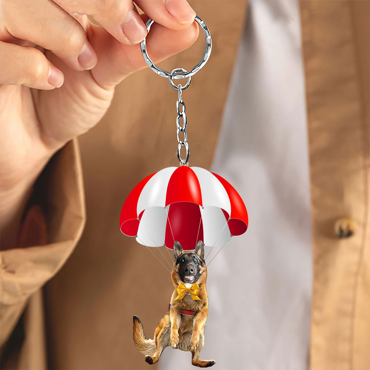 German Shepherd Fly With Parachute Christmas Two-Sided Ornament