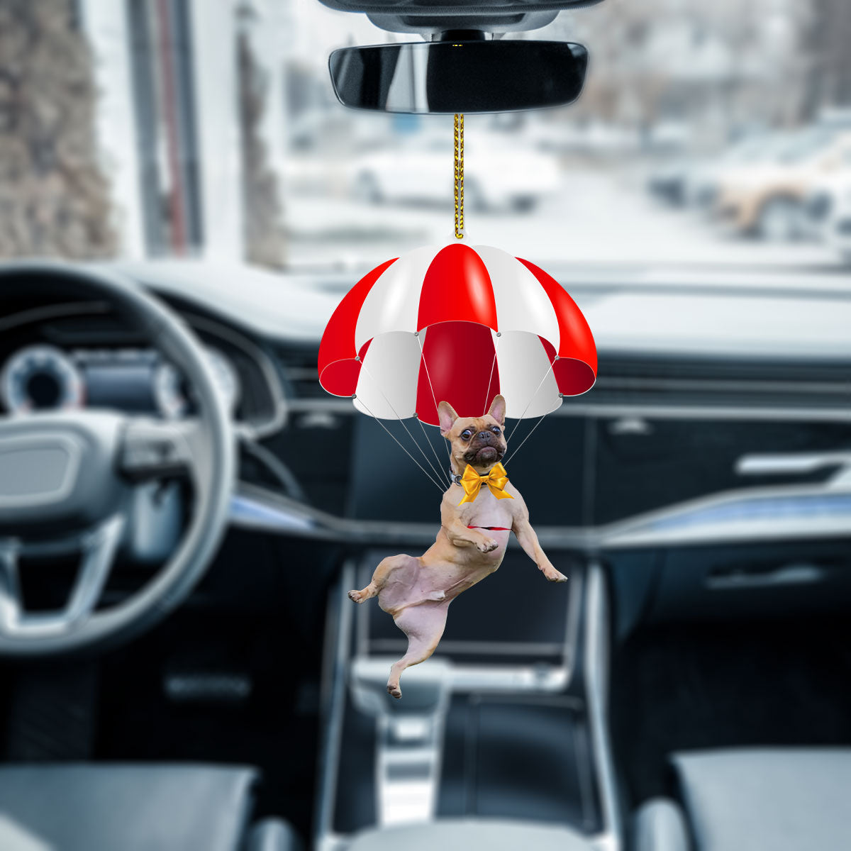 French Bulldog Fly With Parachute Christmas Two-Sided Ornament