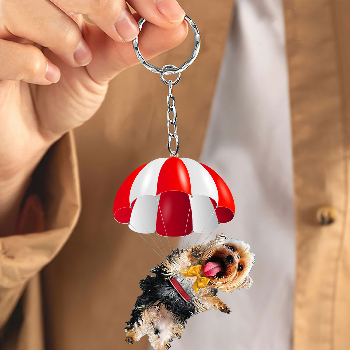Yorkshire Terrier Fly With Parachute Christmas Two-Sided Ornament