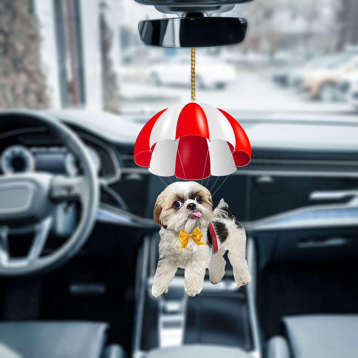 Shih Tzu Fly With Parachute Christmas Two-Sided Ornament