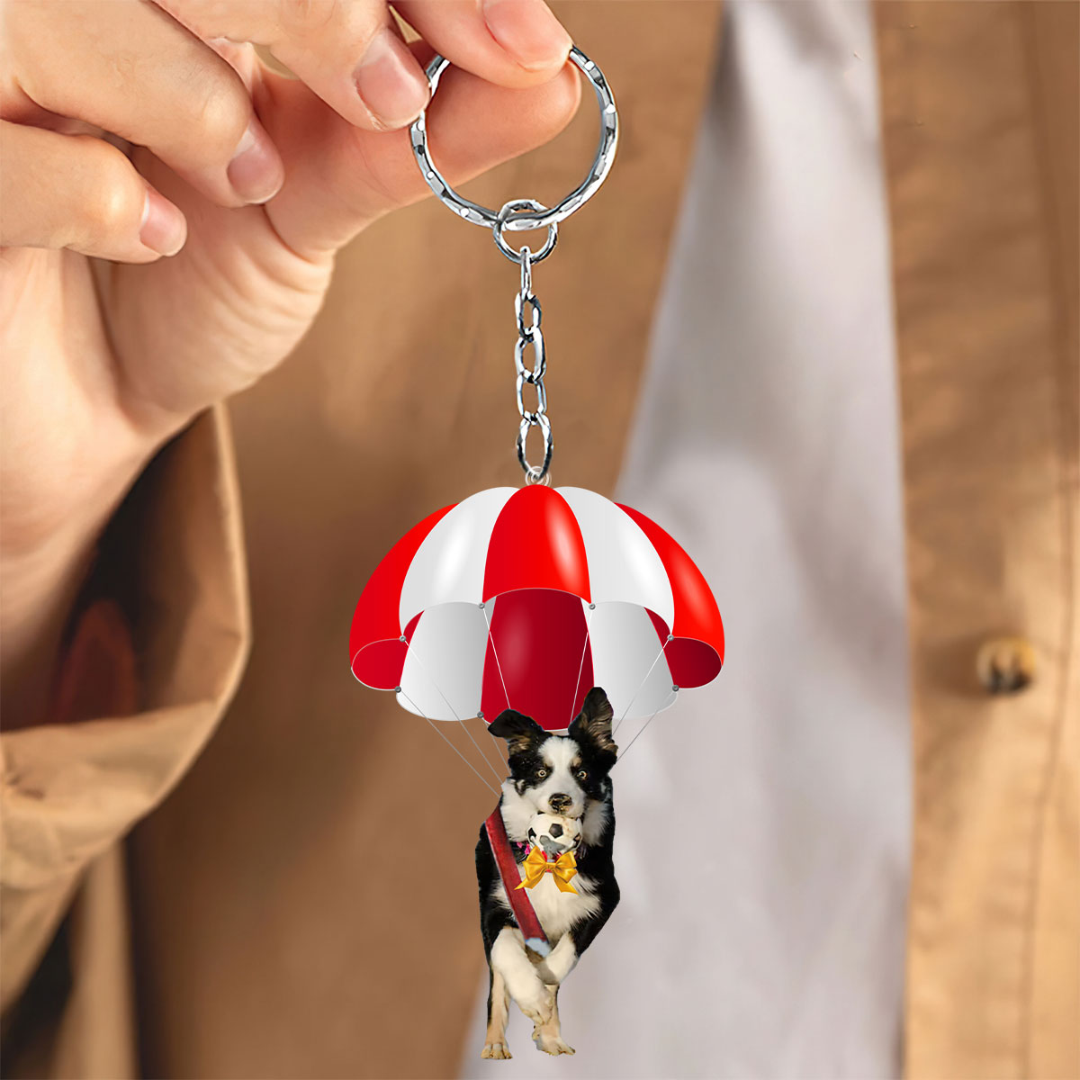 Border Collie Fly With Parachute Christmas Two-Sided Ornament