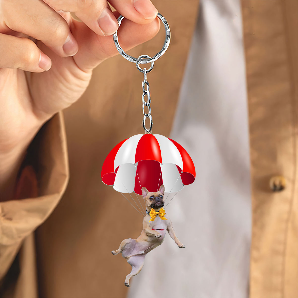 French Bulldog Fly With Parachute Christmas Two-Sided Ornament