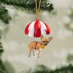 Chihuahua Fly With Parachute Christmas Two-Sided Ornament