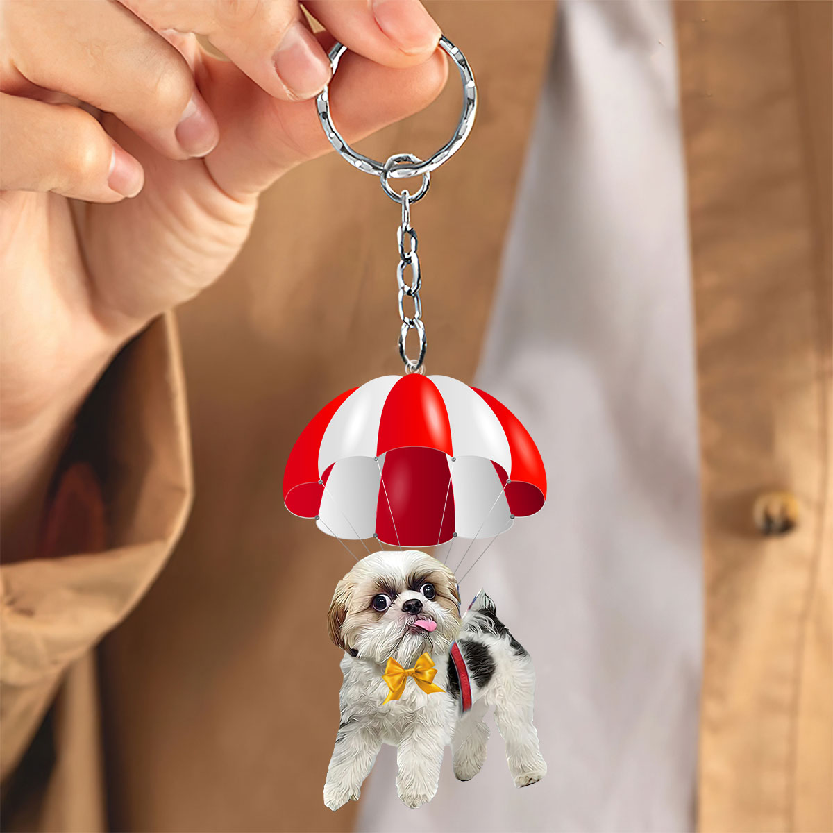 Shih Tzu Fly With Parachute Christmas Two-Sided Ornament