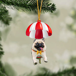 Pug Fly With Parachute Christmas Two-Sided Ornament