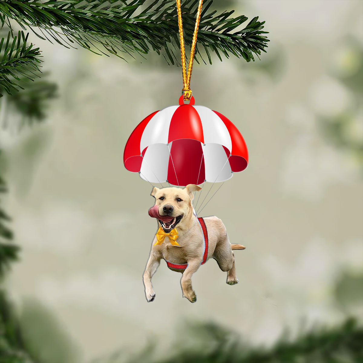 Labrador Fly With Parachute Christmas Two-Sided Ornament