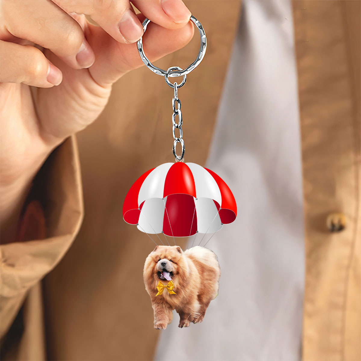 Chow Chow Fly With Parachute Christmas Two-Sided Ornament