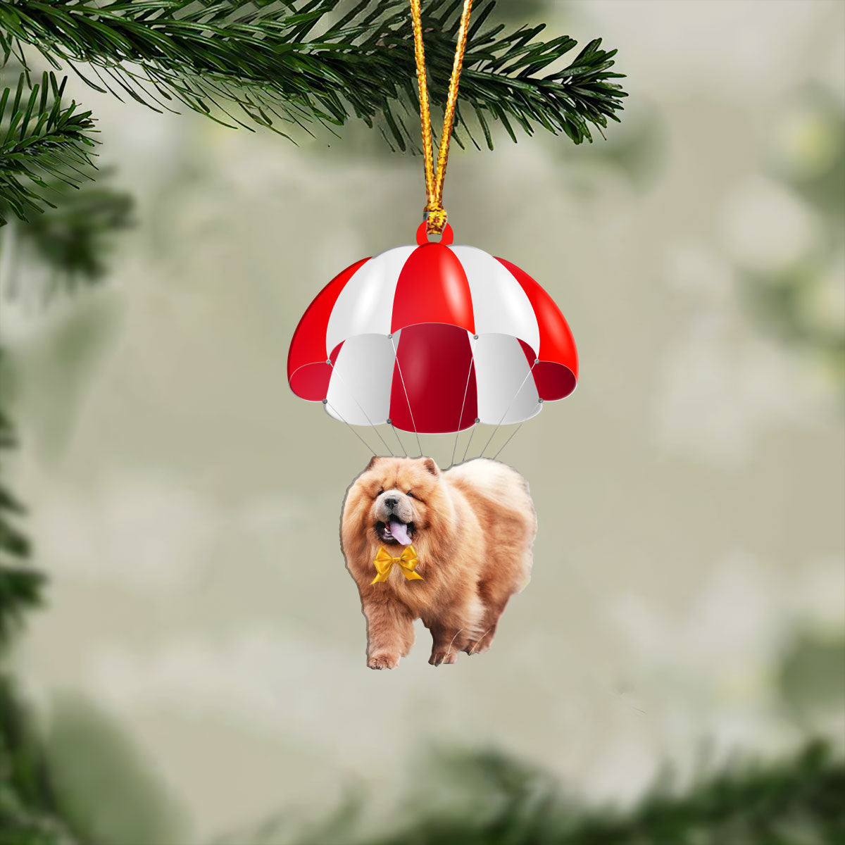Chow Chow Fly With Parachute Christmas Two-Sided Ornament