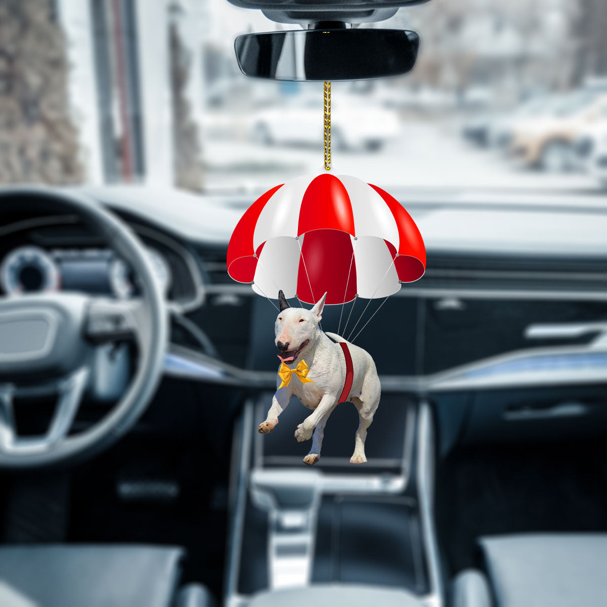 Bull Terrier Fly With Parachute Christmas Two-Sided Ornament