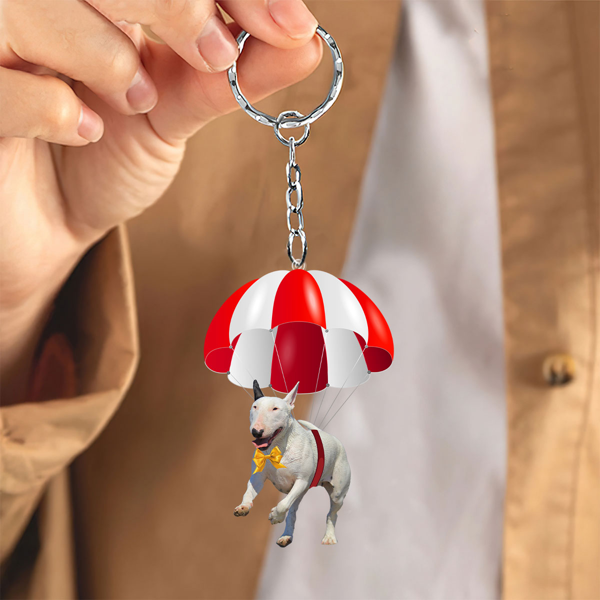 Bull Terrier Fly With Parachute Christmas Two-Sided Ornament