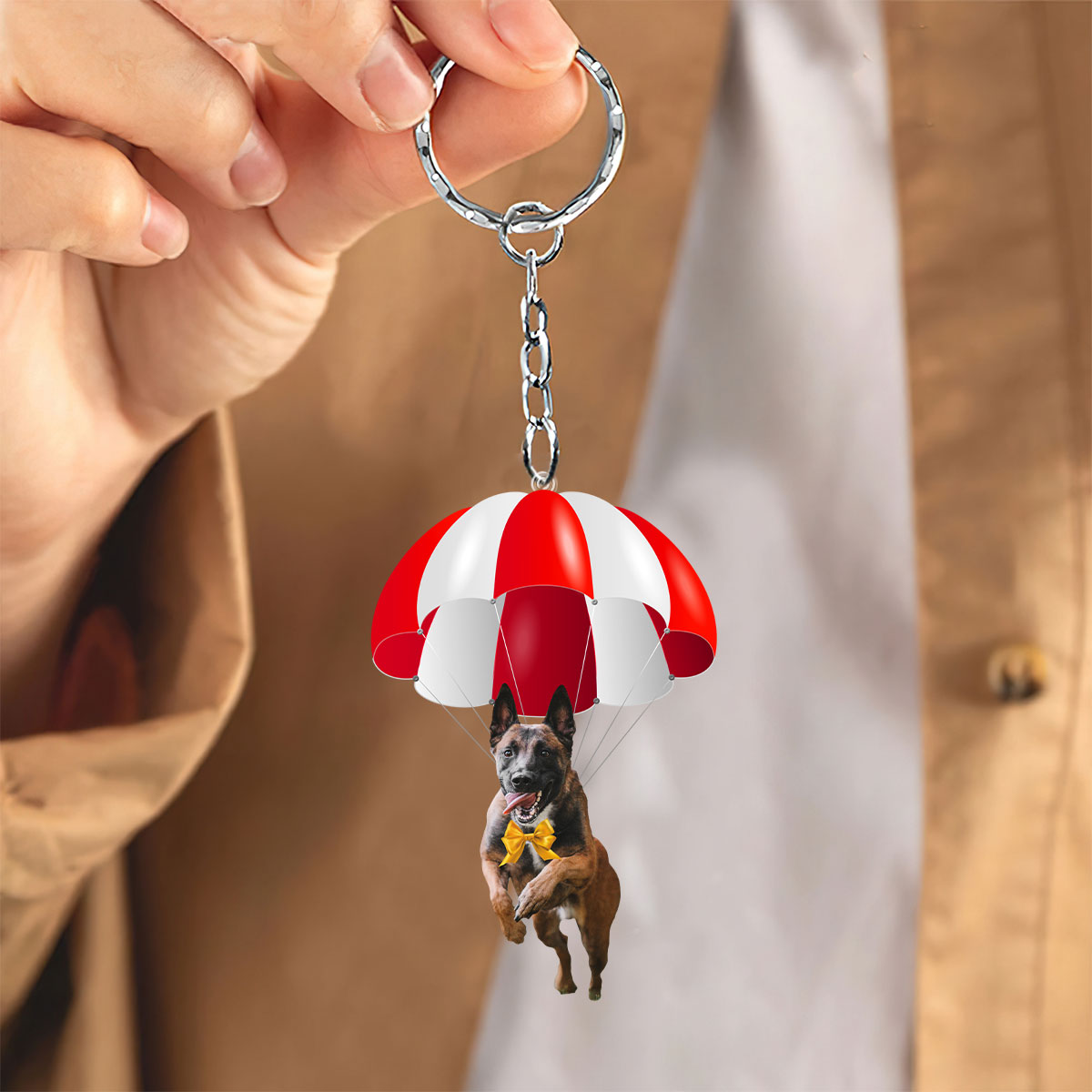 Belgian Malinois Fly With Parachute Christmas Two-Sided Ornament