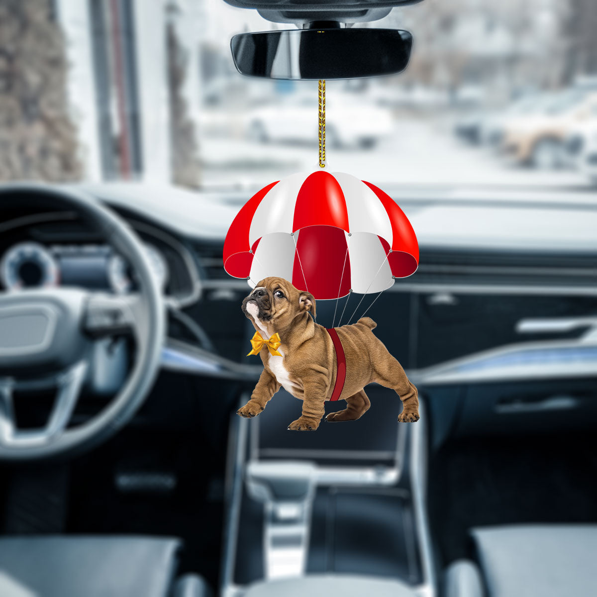 English Bulldog Fly With Parachute Christmas Two-Sided Ornament