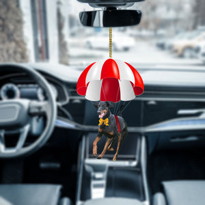 Doberman Fly With Parachute Christmas Two-Sided Ornament