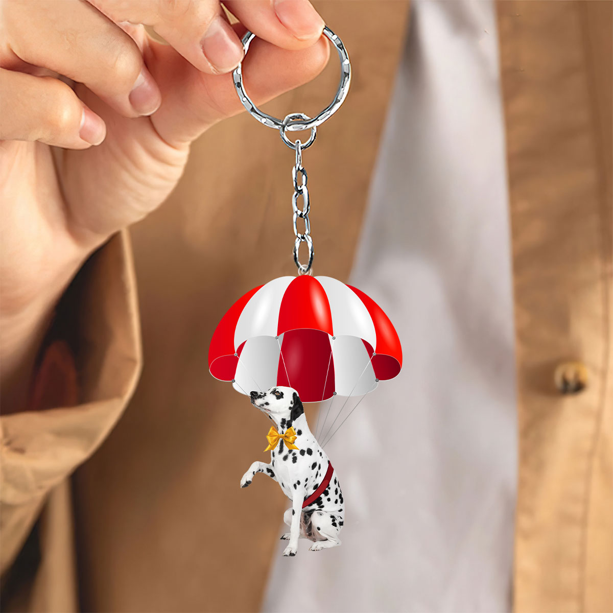 Dalmatian Fly With Parachute Christmas Two-Sided Ornament