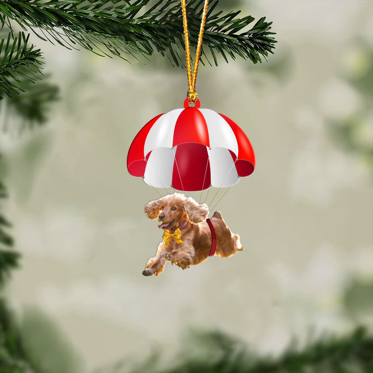 Cocker Spaniel Fly With Parachute Christmas Two-Sided Ornament