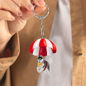 Husky Fly With Parachute Christmas Two-Sided Ornament