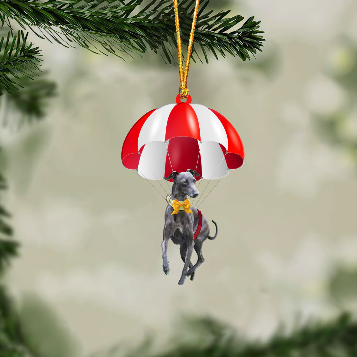 Greyhound Fly With Parachute Christmas Two-Sided Ornament