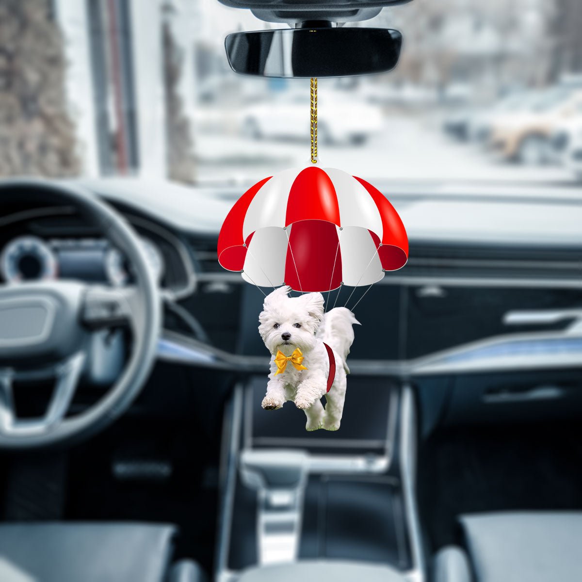 Maltese Fly With Parachute Christmas Two-Sided Ornament