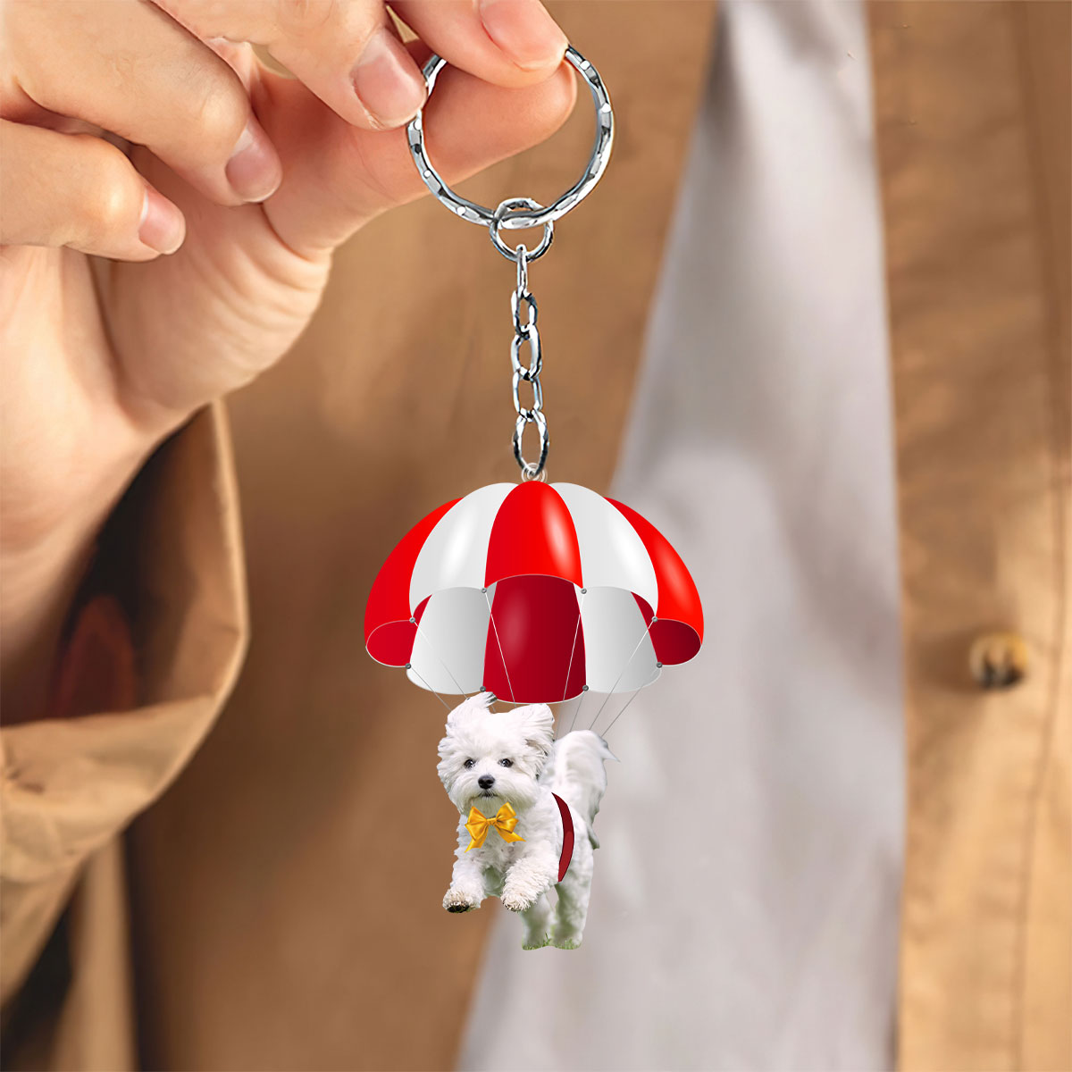 Maltese Fly With Parachute Christmas Two-Sided Ornament