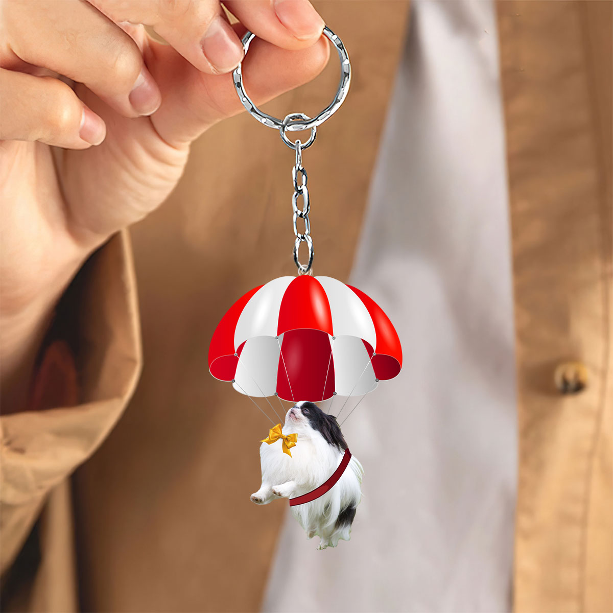 Japanese Chin Fly With Parachute Christmas Two-Sided Ornament
