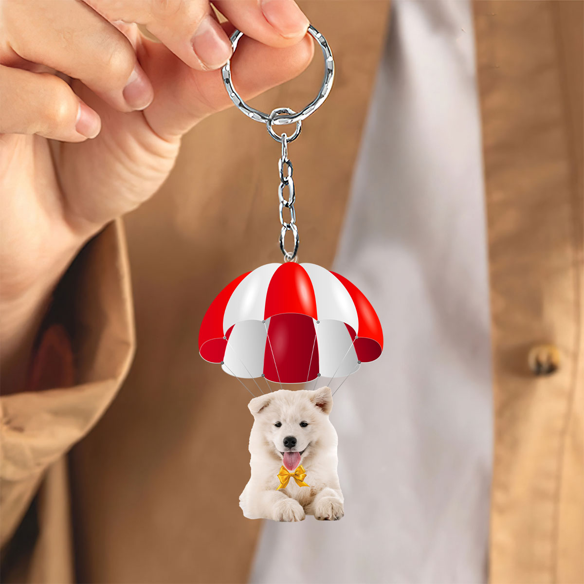 Samoyed Fly With Parachute Christmas Two-Sided Ornament