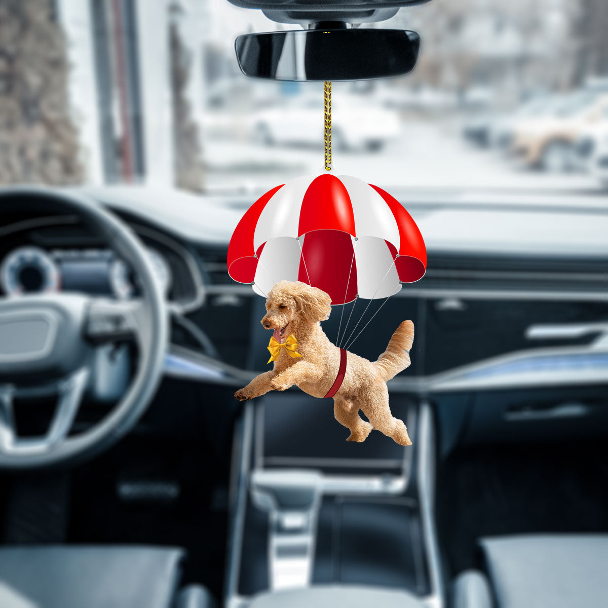 Poodle Fly With Parachute Christmas Two-Sided Ornament