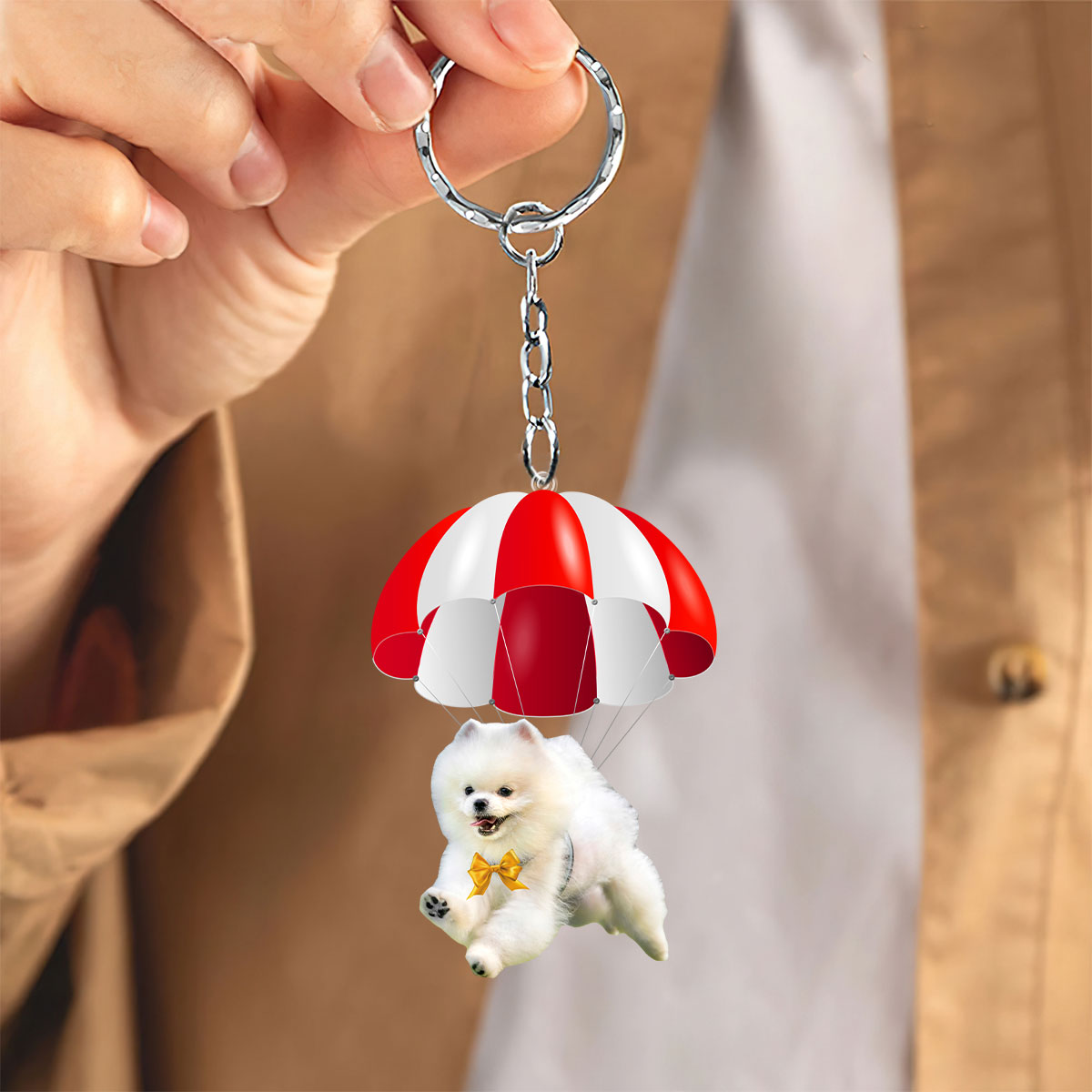 Pomeranian Fly With Parachute Christmas Two-Sided Ornament