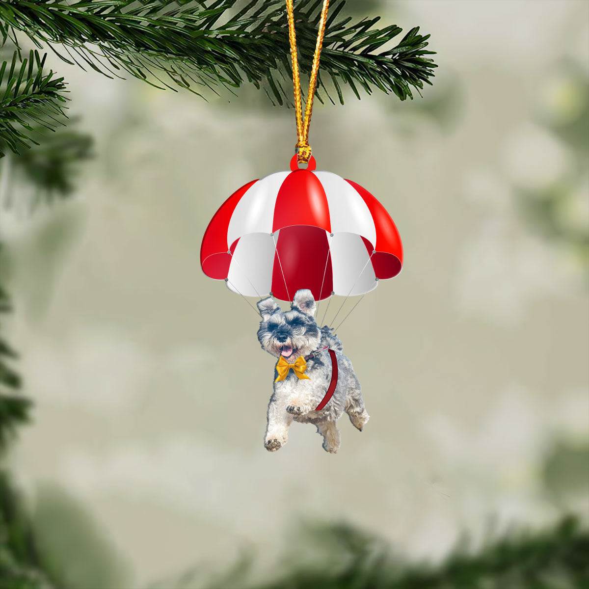 Schnauzer Fly With Parachute Christmas Two-Sided Ornament