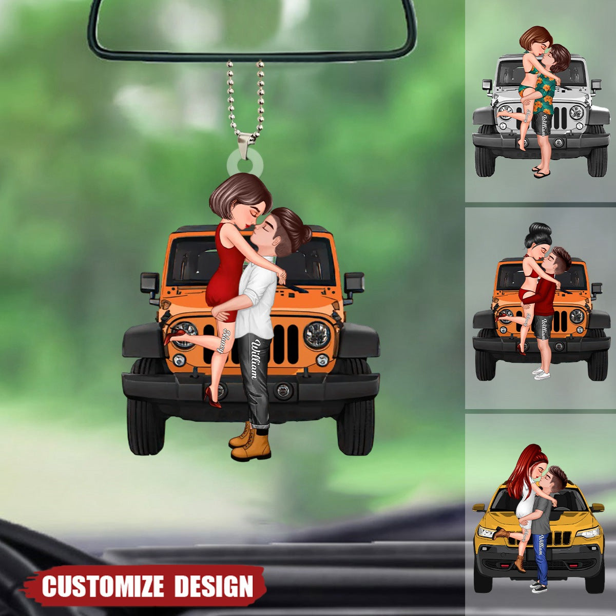 New Release - Personalized Off-Road Car Couple Kiss Car Ornament