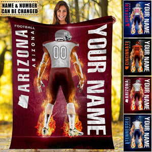 Personalized Football Throw Blanket, Football Blanket, Custom Football City Blankets