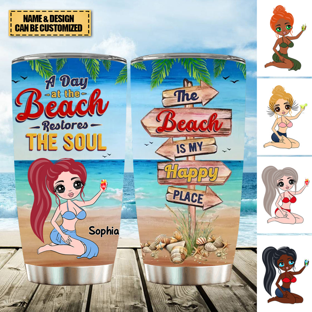 Personalized A Day At The Beach Gift For Her Tumbler-Gift For Friends