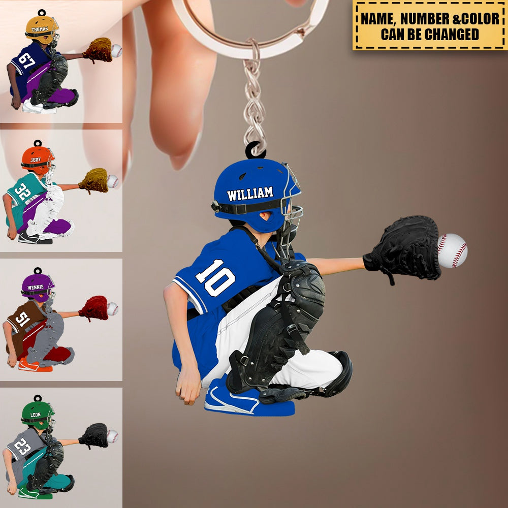 Personalized Apperance And Name Acrylic Keychain - Gift for Baseball Lovers