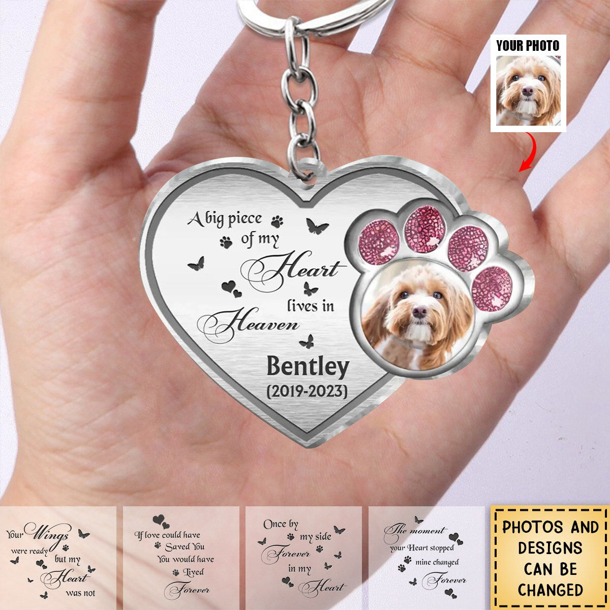 Personalized Acrylic Keychain-Memorial Gift Idea For Pet Lover - A Big Piece Of My Heart Lives In Heaven