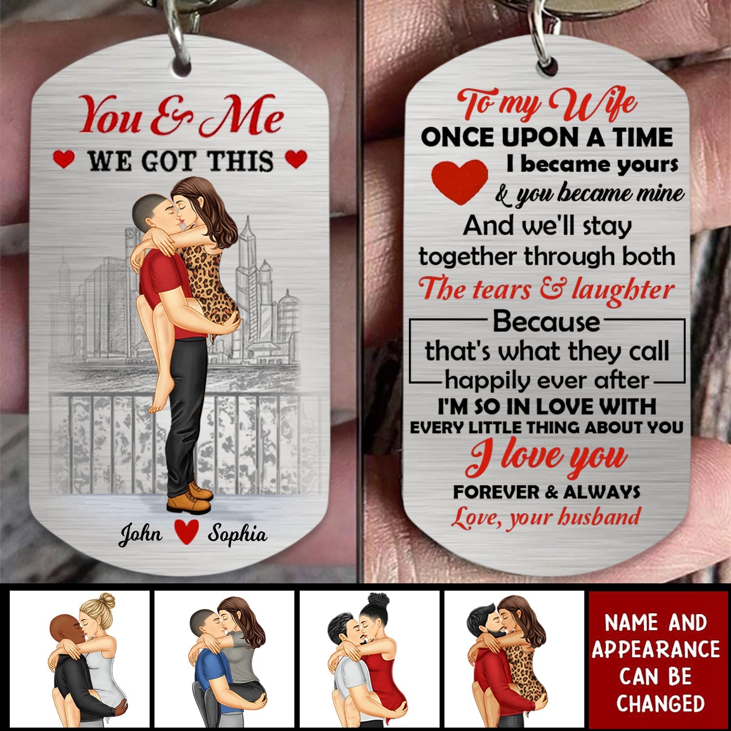To My Wife-Personalized Stainless Steel Keychain-Gift For Couples