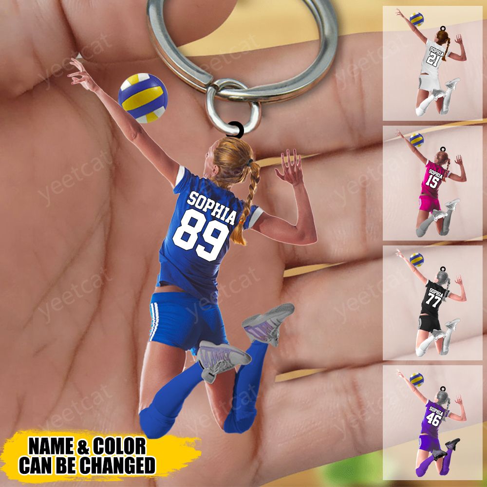 Custom Personalized Beach Volleyball Acrylic Keychain, Gift For Volleyball Players