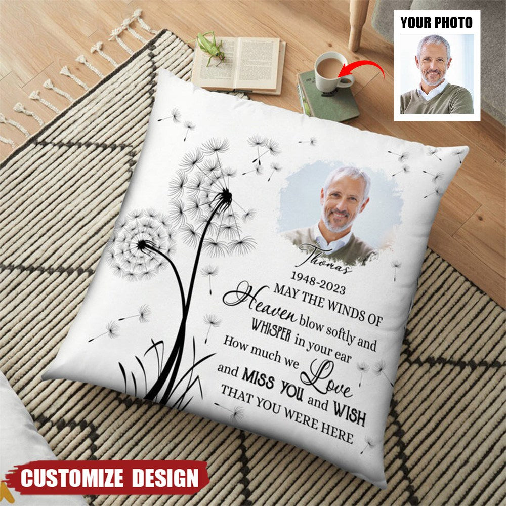 May the Winds of Heaven Memory -Personalized Memorial Pillow