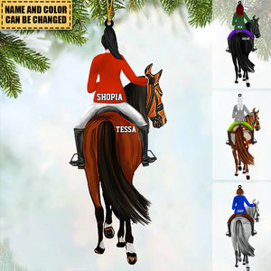 Personalized Girl Riding Horse Christmas Ornament