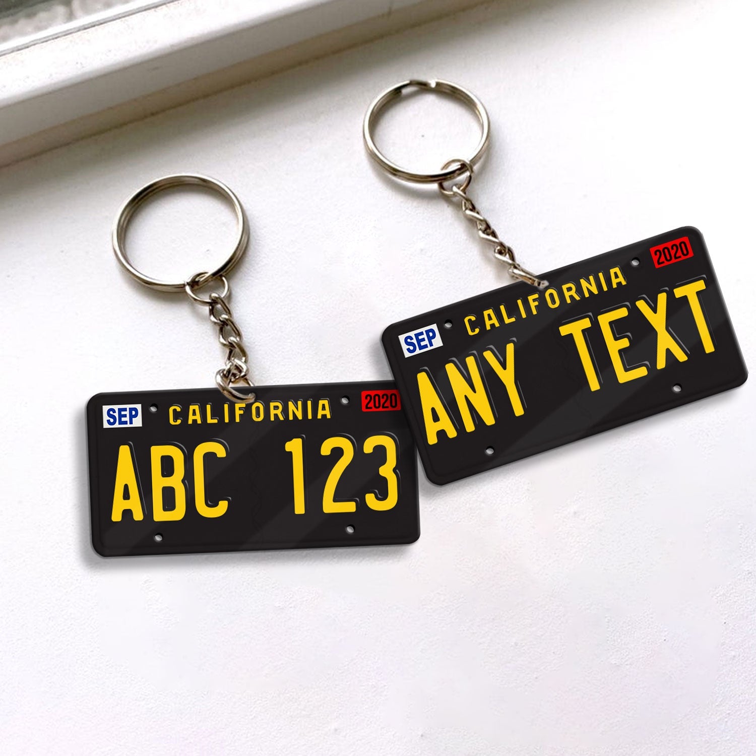 License Plate Black Personalized Acrylic Keychain