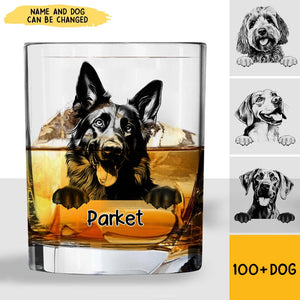 Personalized Dog Black-White Custom Name Whiskey Glass 3D Printed