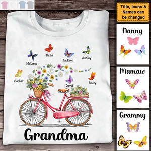 Gift for Grandma Bicycle With Flowers personalized T-shirt - Gift For Grandma