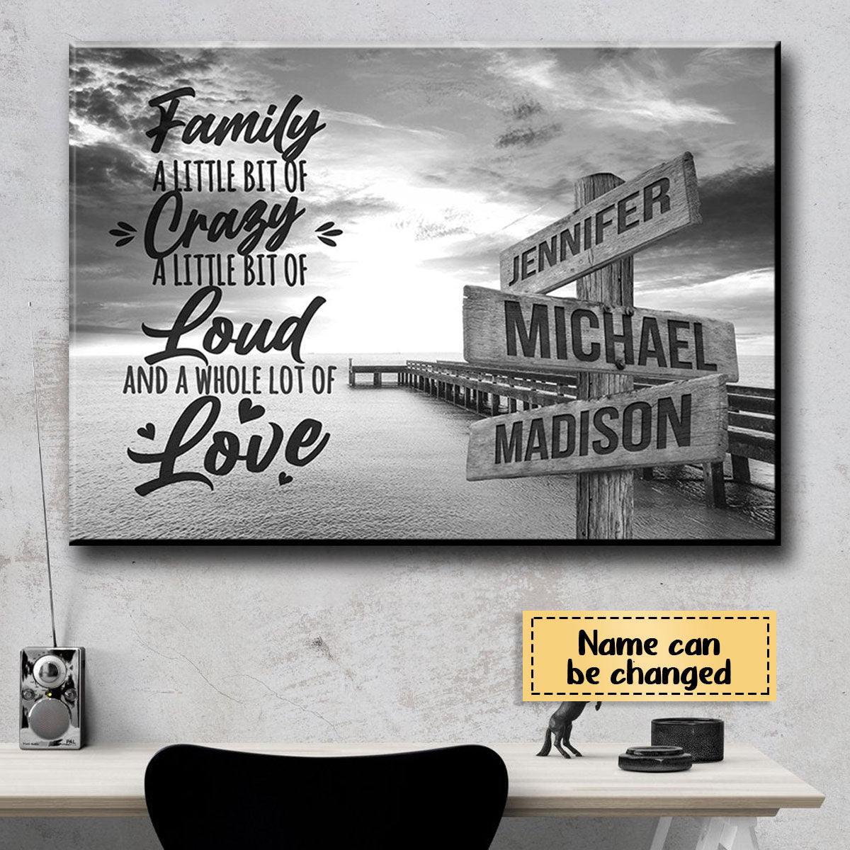 Ocean Dock with Saying Personalized Family Canvas